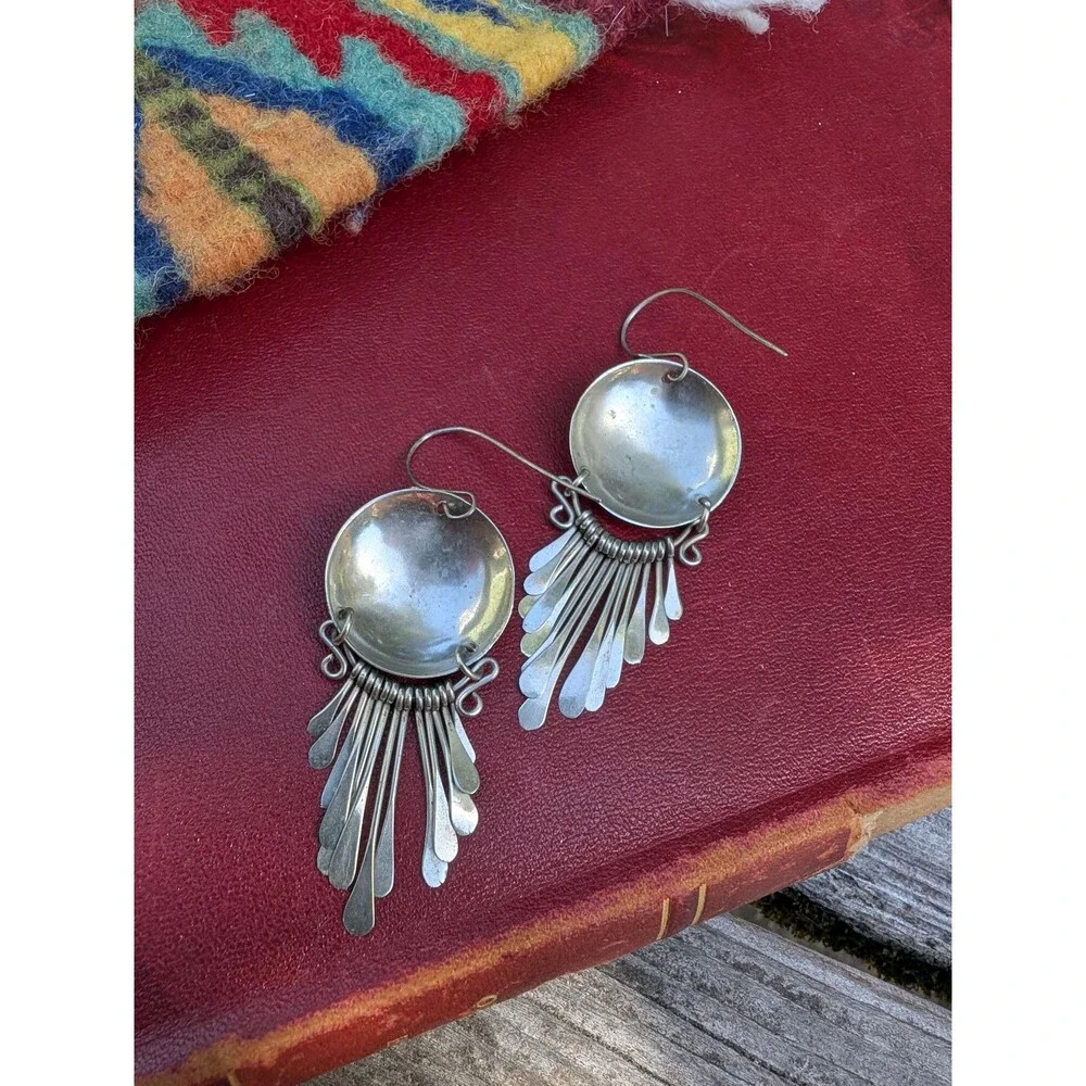 Vintage Mixed Metal Onyx Earrings